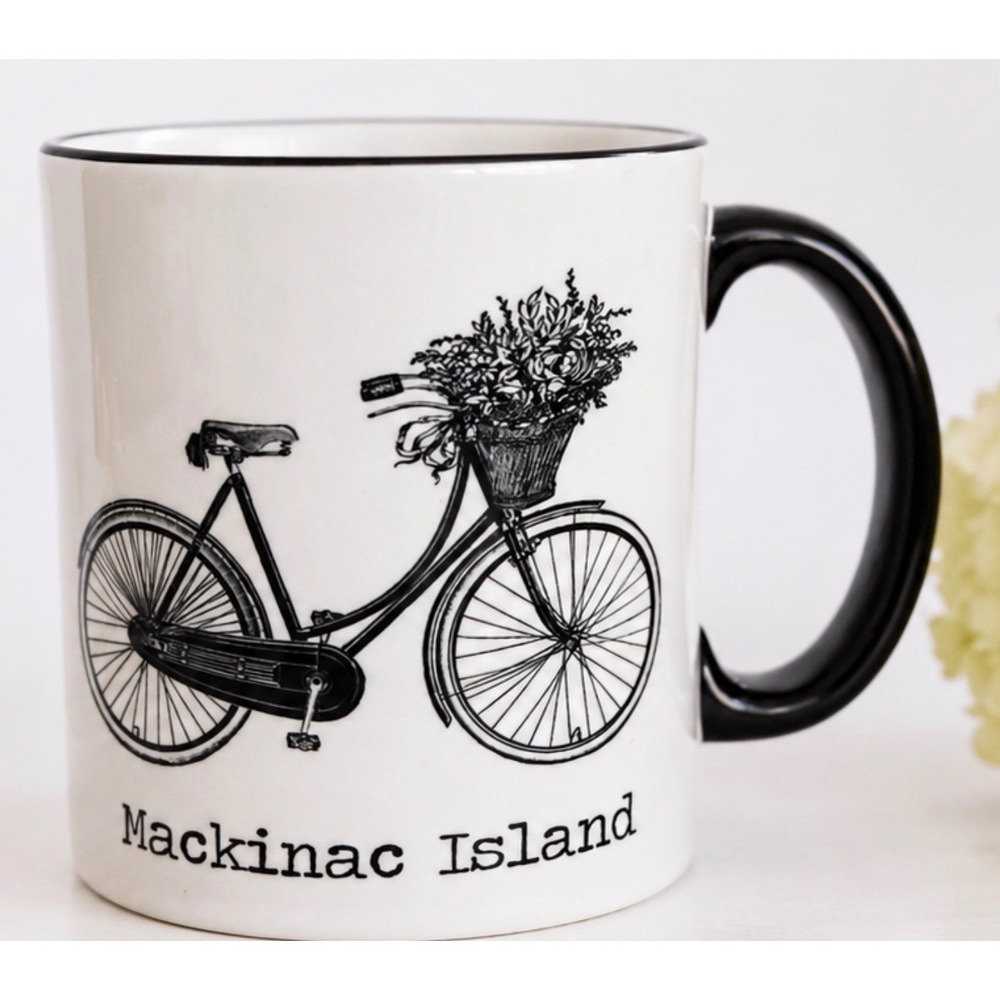 Fly Paper Products Mackinac Island Michigan Vintage Bicycle Ceramic Coffee Mug